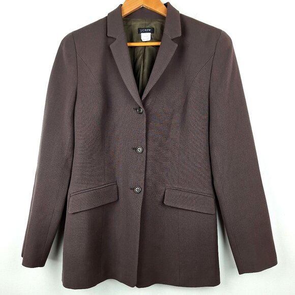 J Crew Womens Brown Jacket Blazer Size 6. 100% Wool Made in Japan Lined Vintage - Picture 1 of 12